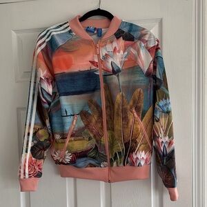 RARE Adidas Floral Graphic Track Jacket - Pink & Multicolor